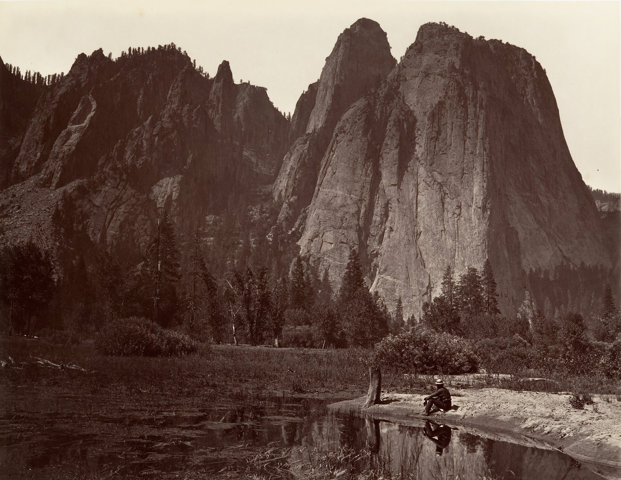 Cathedral Rocks, Yosemite, ca. 1872, impresso ca. 1876. de Carleton E. Watkins.