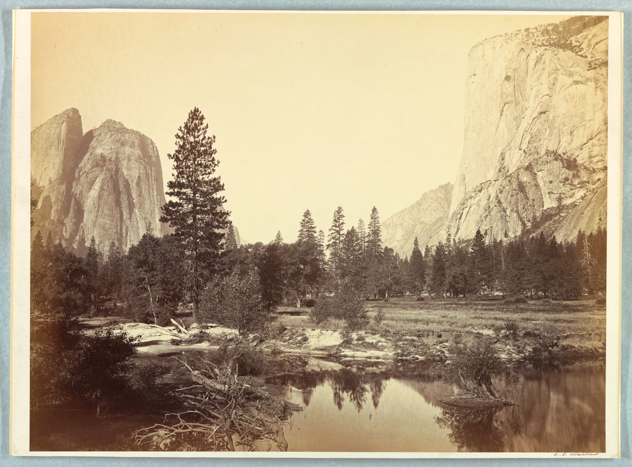 Down the Valley, El Capitan e Cathedral Rocks de Carleton E. Watkins