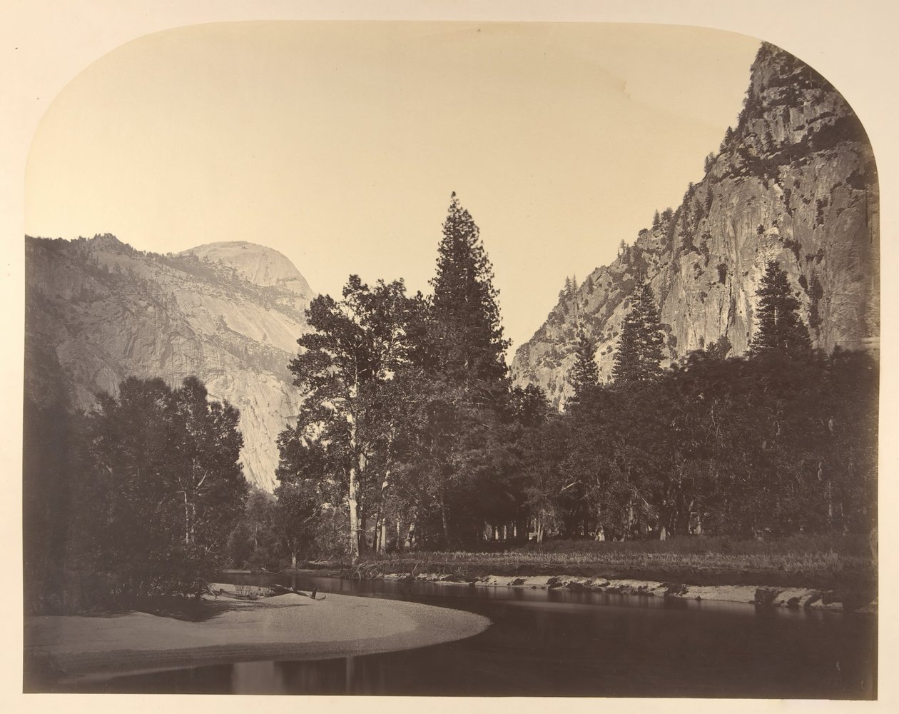 Camp Grove, Perto de Sentinela, 1861, Yosemite. de Carleton Emmons Watkins