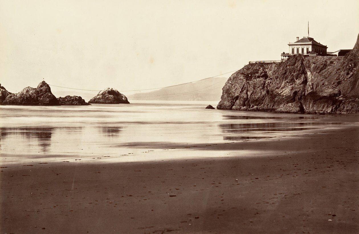 Cliff House e Seal Rock, 1868-69, impresso ca. 1876. de Carleton Emmons Watkins