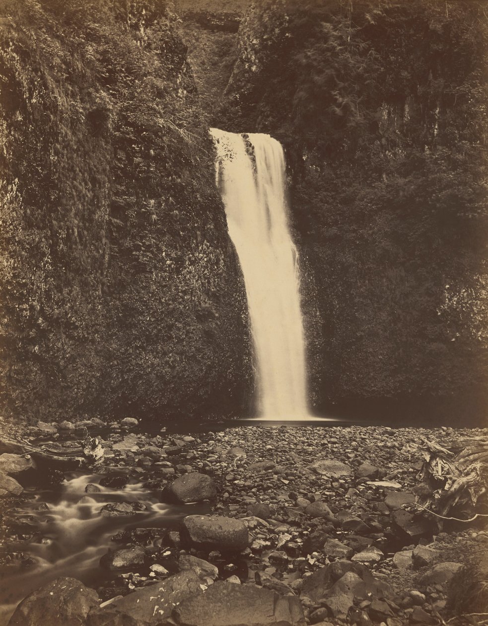 Quedas de Multnomah, rio Columbia, 1867 (foto) de Carleton Emmons Watkins
