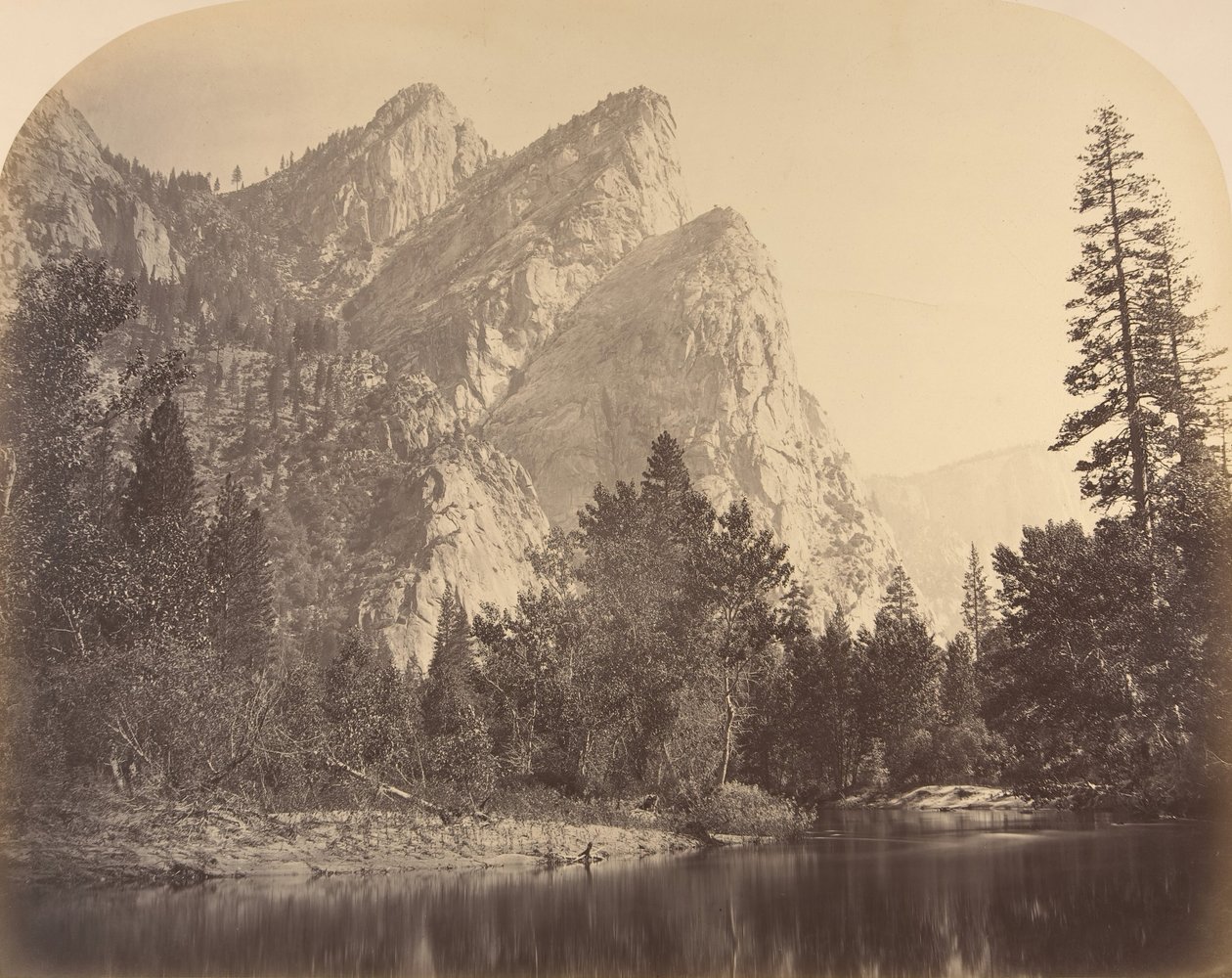 Pompomasos Pulando Sapos, Três Irmãos, 1861. de Carleton Emmons Watkins