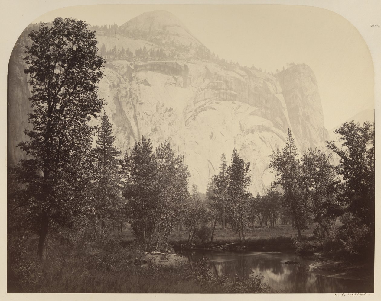 Vista do rio dos arcos reais, Yosemite de Carleton E. Watkins