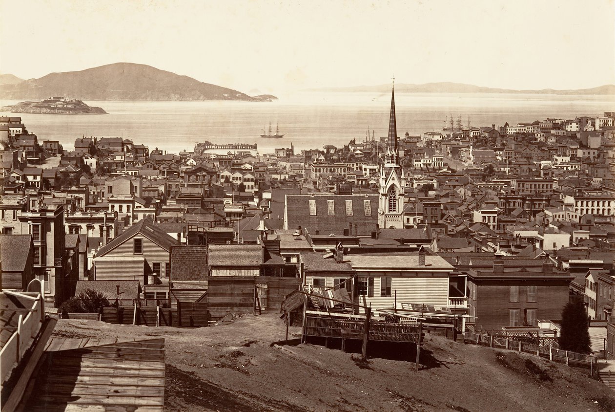 San Francisco, da Califórnia e Powell Street, 1864, impresso ca. 1876. de Carleton Emmons Watkins