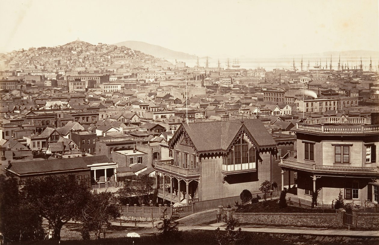San Francisco, de Rincon Hill, 1864, impresso ca. 1876. de Carleton Emmons Watkins