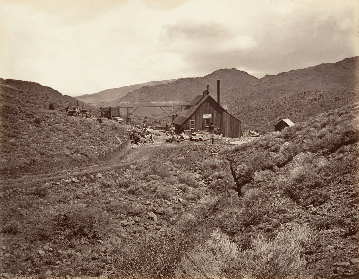 Sutro Tunnel Shaft No. 3, 1875, impresso ca. 1876. de Carleton Emmons Watkins