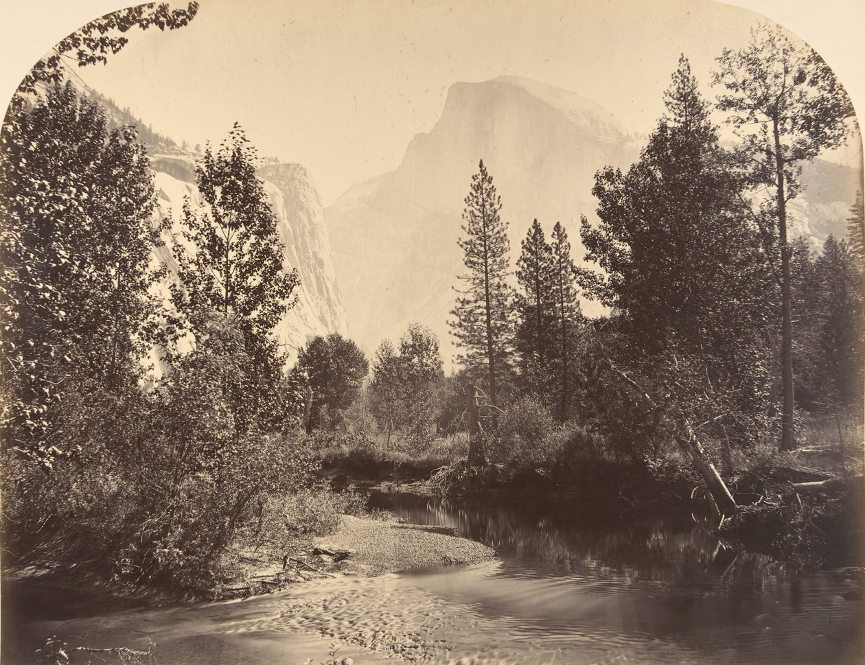 Tasayac, ou o Half Dome, 4967 pés, 1861. de Carleton Emmons Watkins