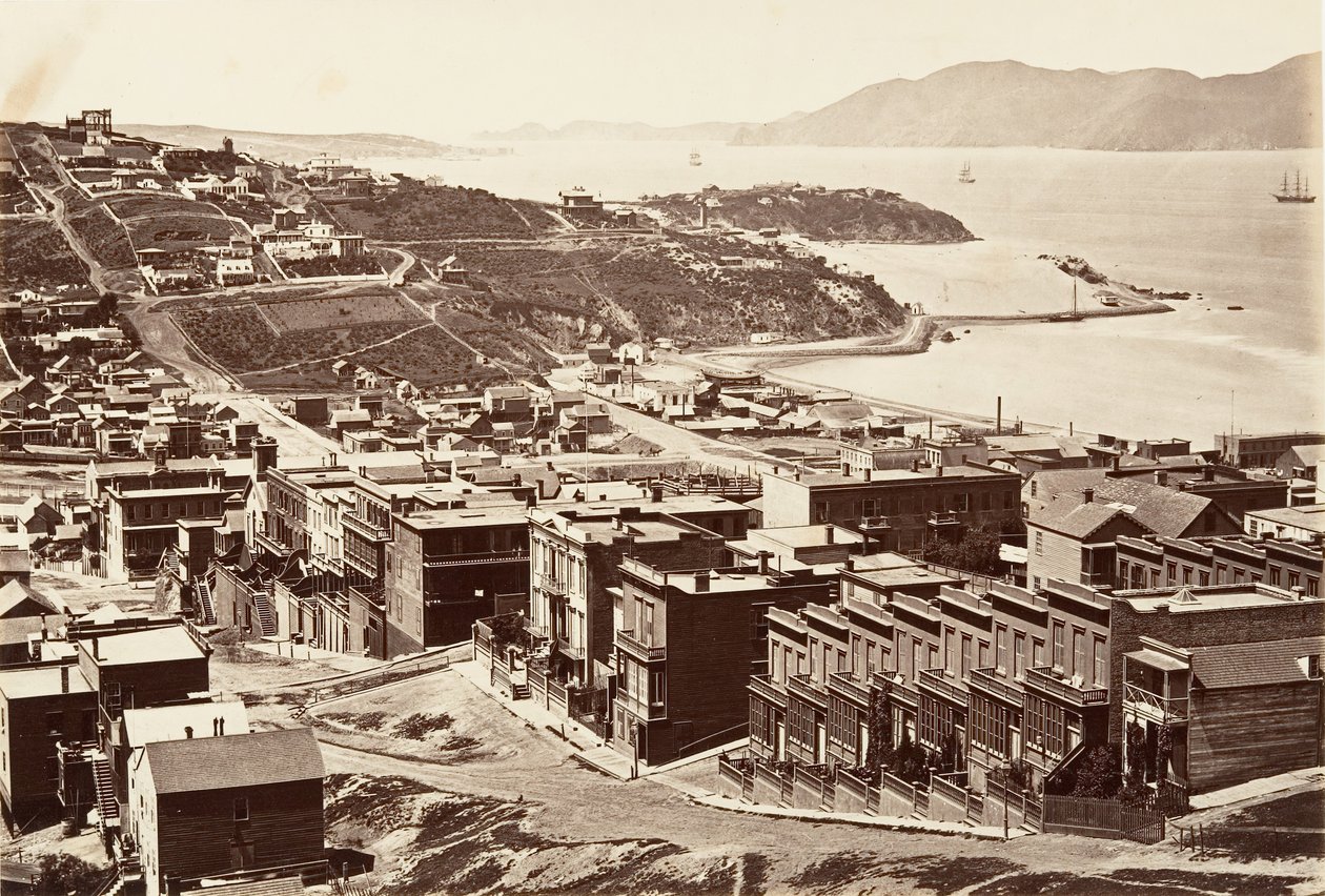 O Golden Gate, 1868-69, impresso ca. 1876. de Carleton Emmons Watkins