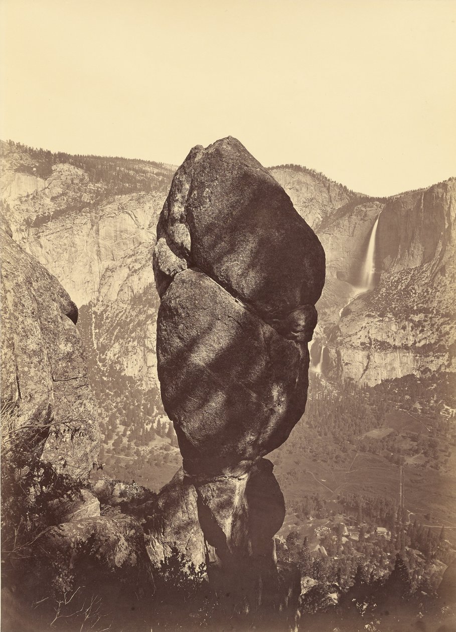 Agassiz Rock e as cataratas de Yosemite, vistas de Union Point de Carleton Watkins