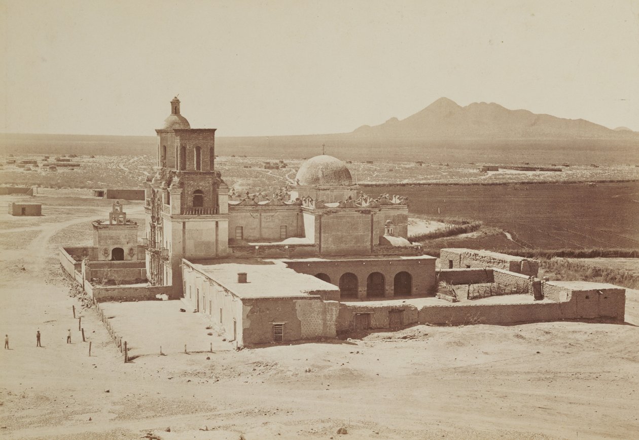 Vista geral da missão de San Xavier, Arizona de Carleton Watkins