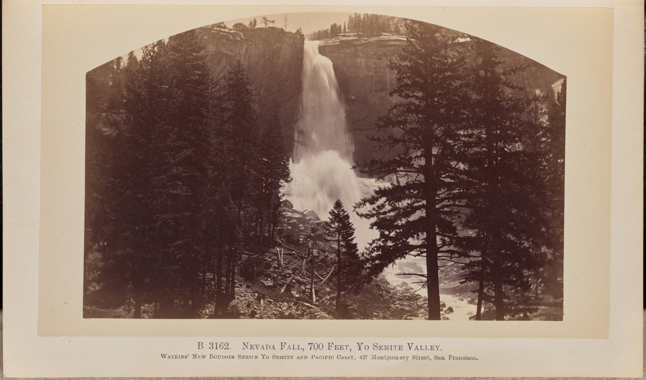 Cascata Nevada, 700 pés, vale de Yosemite de Carleton Watkins