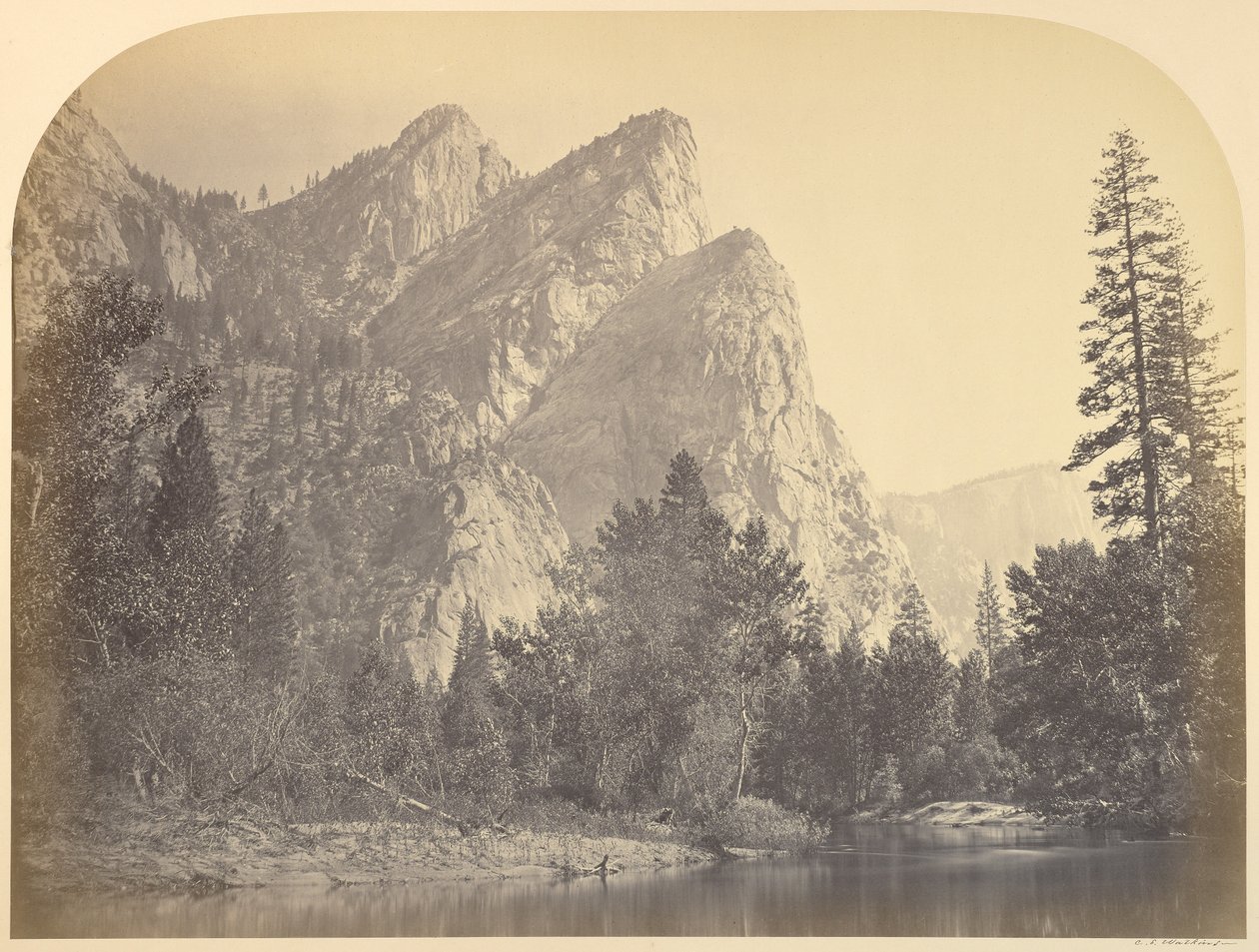 Pompompasus - Três irmãos. 4480 ft. Yosemite de Carleton Watkins