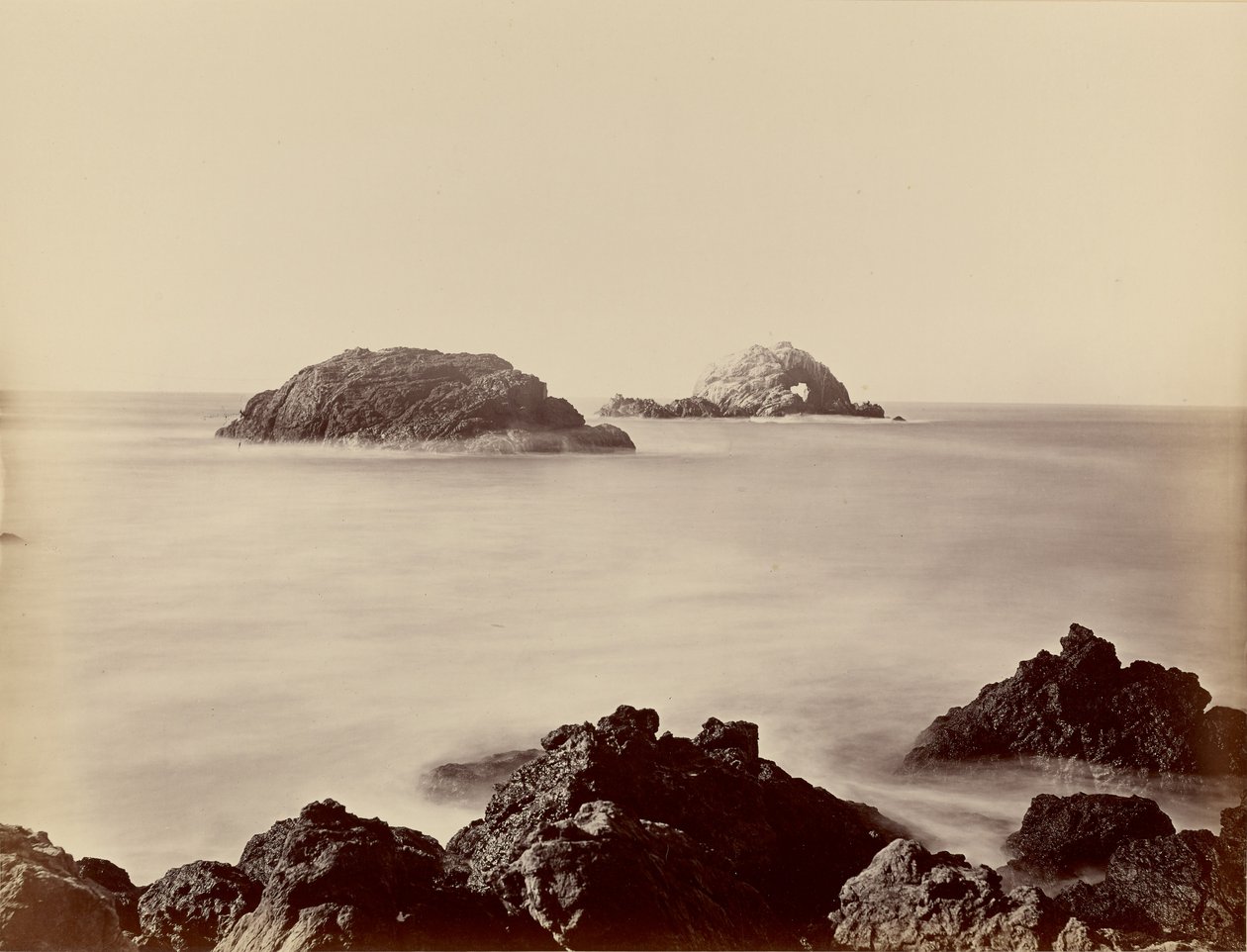[Rocha das Focas vista do promontório] de Carleton Watkins
