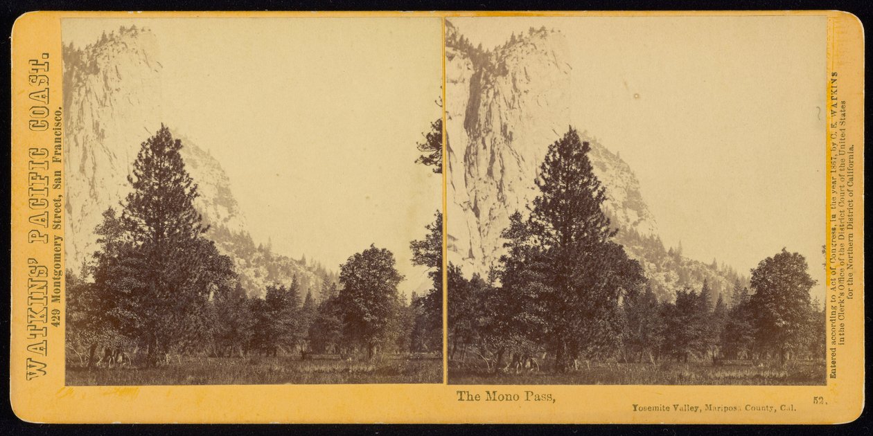 The Mono Pass, Vale de Yosemite, Condado de Mariposa, Cal de Carleton Watkins
