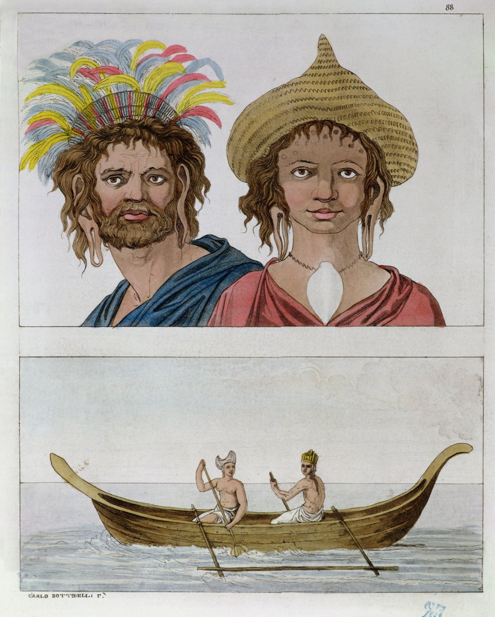 Habitantes da Ilha de Páscoa, de &39;The Old and Modern Costume&39; de Jules Ferrario, c.1820 de Carlo Botticelli
