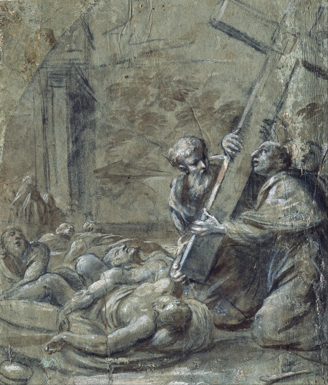 São Carlo Borromeo entre os que sofrem de peste de Carlo Cesi