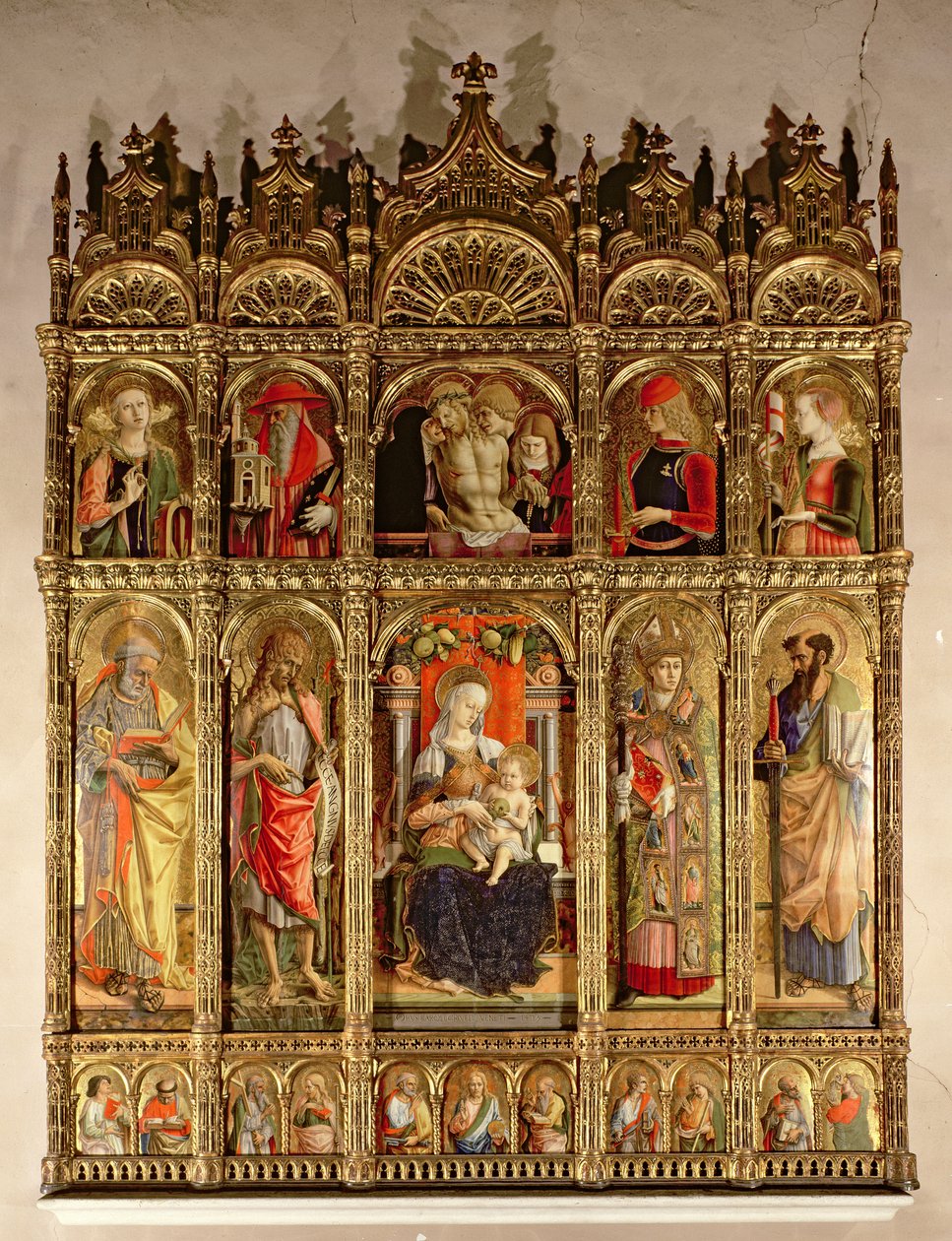 Madonna e criança com santos, polyptych, 1473 (tempera no painel) de Carlo Crivelli