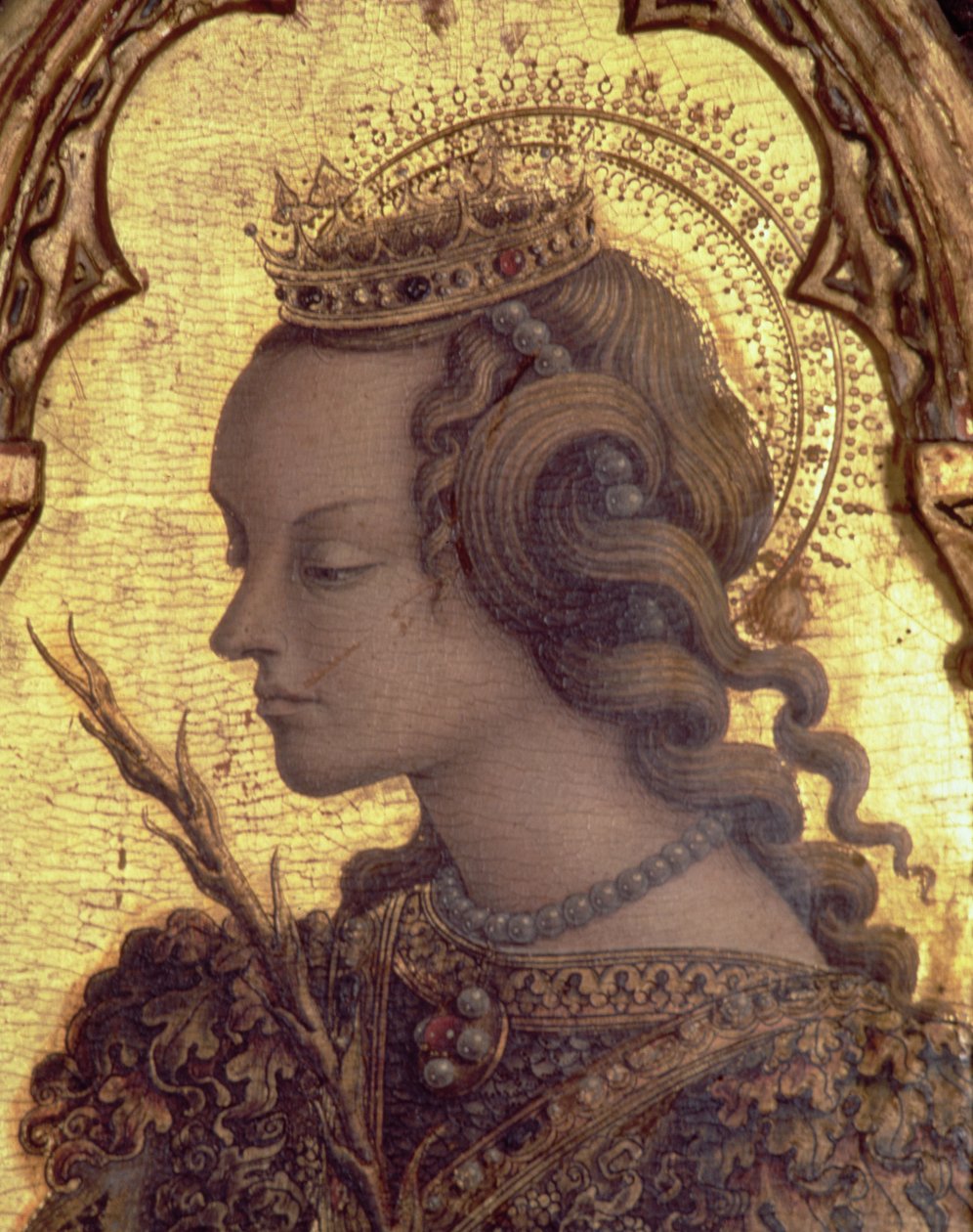Santa Catarina de Alexandria, detalhe do políptico de San Martino (tempera no painel) (ver 76669) de Carlo Crivelli