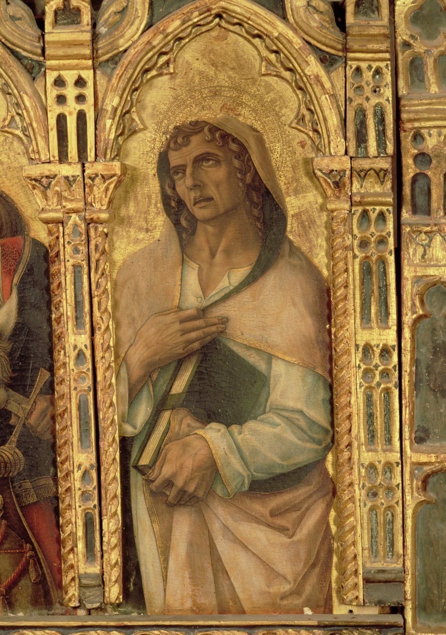 São João Evangelista, detalhe do políptico San Martino (tempera no painel) (ver 76669) de Carlo Crivelli