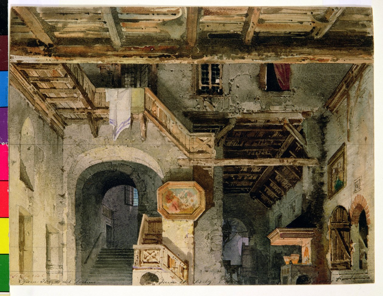 Cenário para &39;La Forza del Destino&39;, c.1862 de Carlo Ferrario