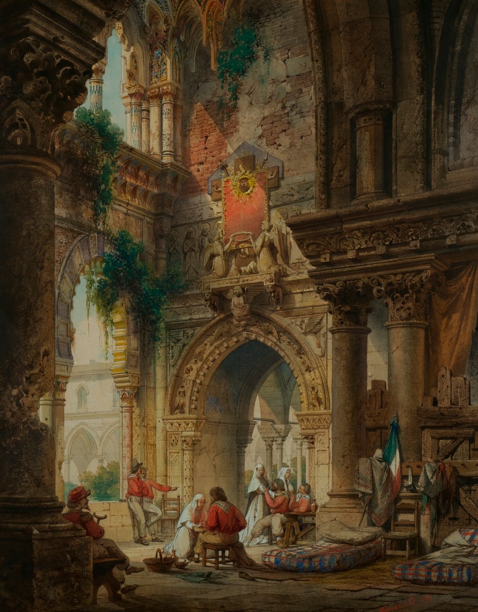 O Convento de Palermo, c.1850 de Carlo Ferrario