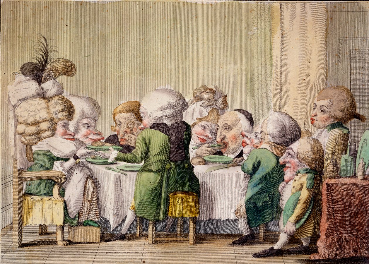 A Refeição, c.1790 (gravura colorida à mão) de Carlo Lasinio