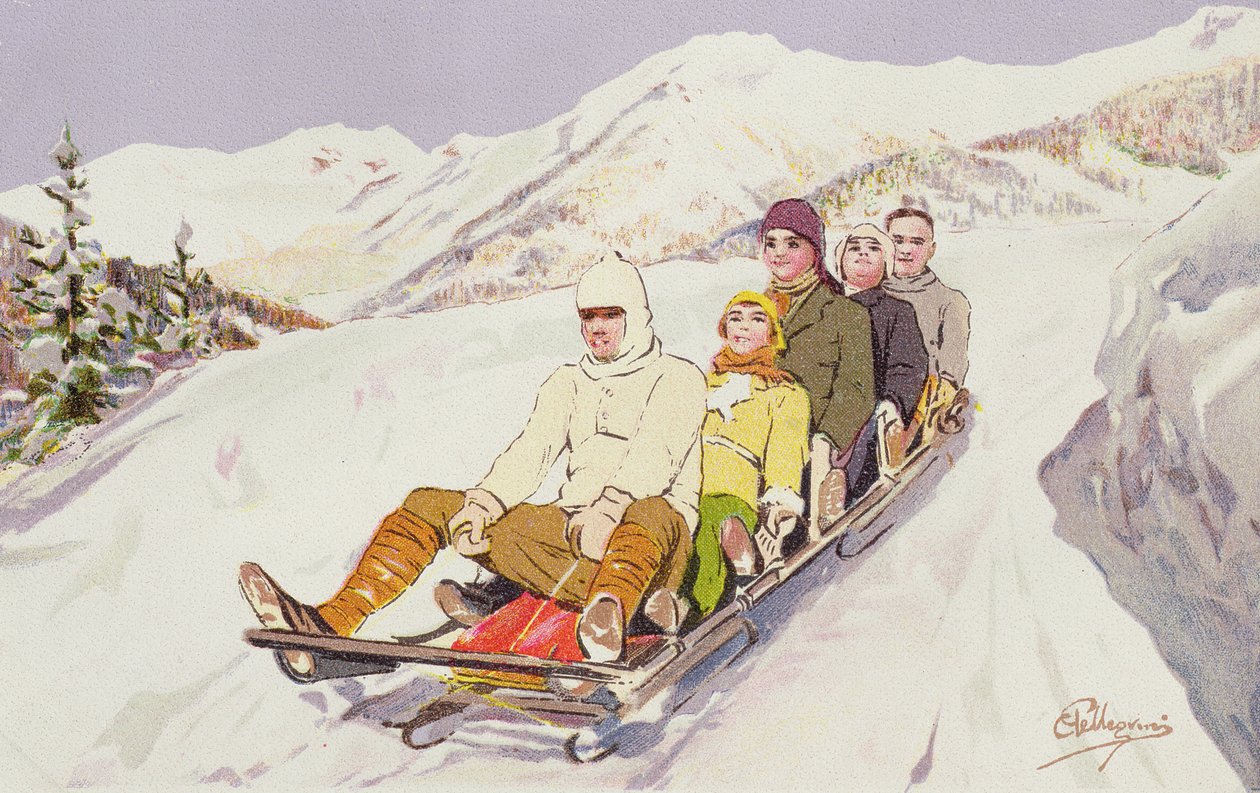 Tobogãs em Davos, Suíça de Carlo Pellegrini
