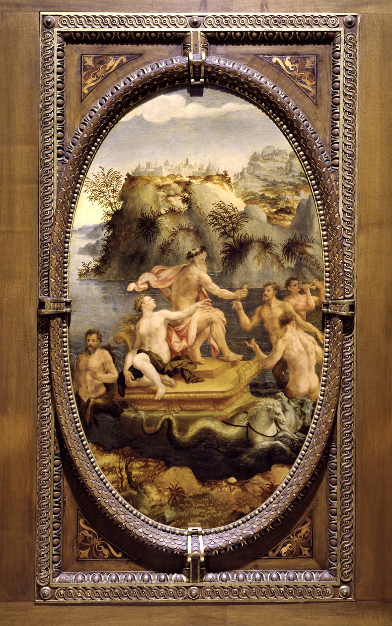 Netuno e Anfitrite, 1572 (óleo sobre ardósia) de Carlo Portelli