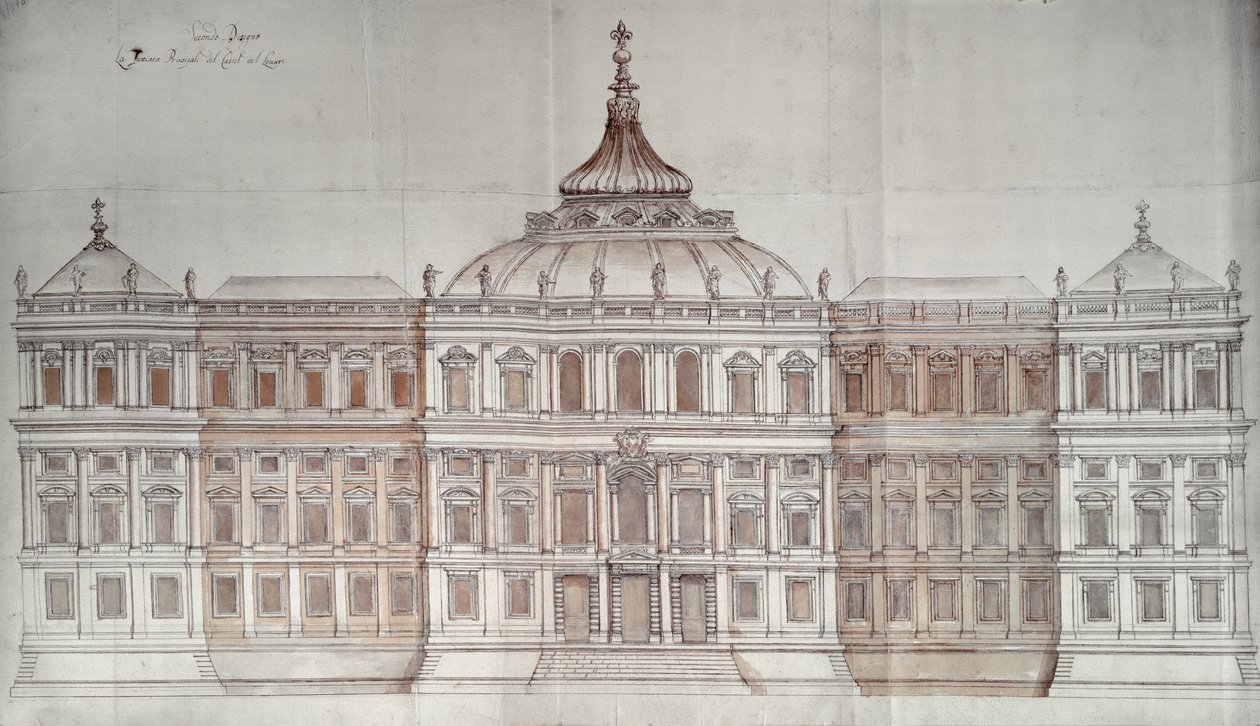 Segundo projeto para a fachada principal do Louvre de Carlo Rainaldi