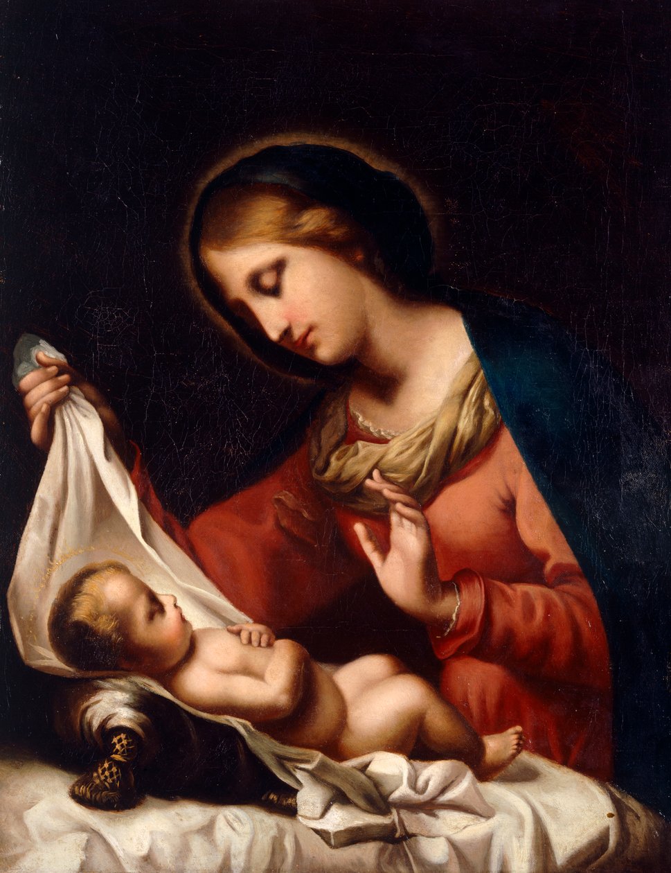 Madonna e Criança (óleo sobre tela) de Carlo (after) Dolci