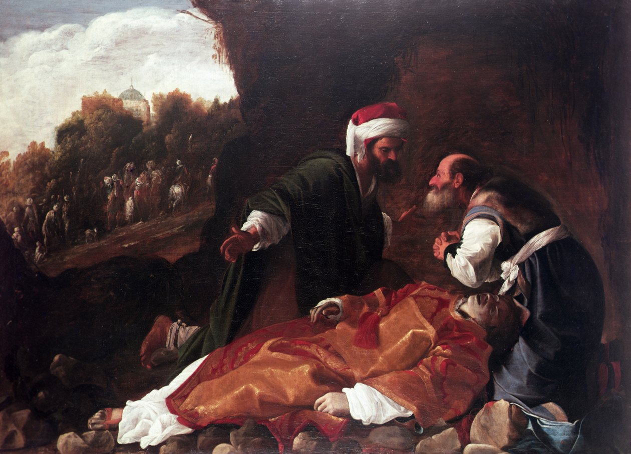 O Enterro de Santo Estêvão (óleo sobre tela) de Carlo (attr. to) Saraceni