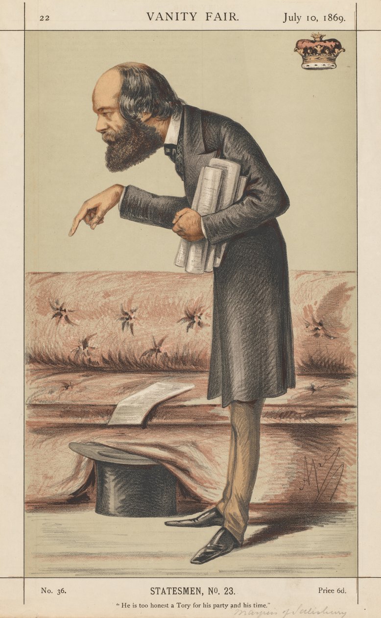 Vanity Fair: Statesman, No. 23 Ele é um Tory honesto demais para seu partido e época, 1869. de Carlo