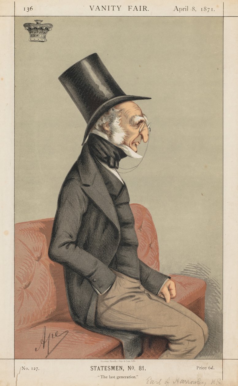 Vanity Fair: Statesman No., 81 The Last Generation, 1871. de Carlo