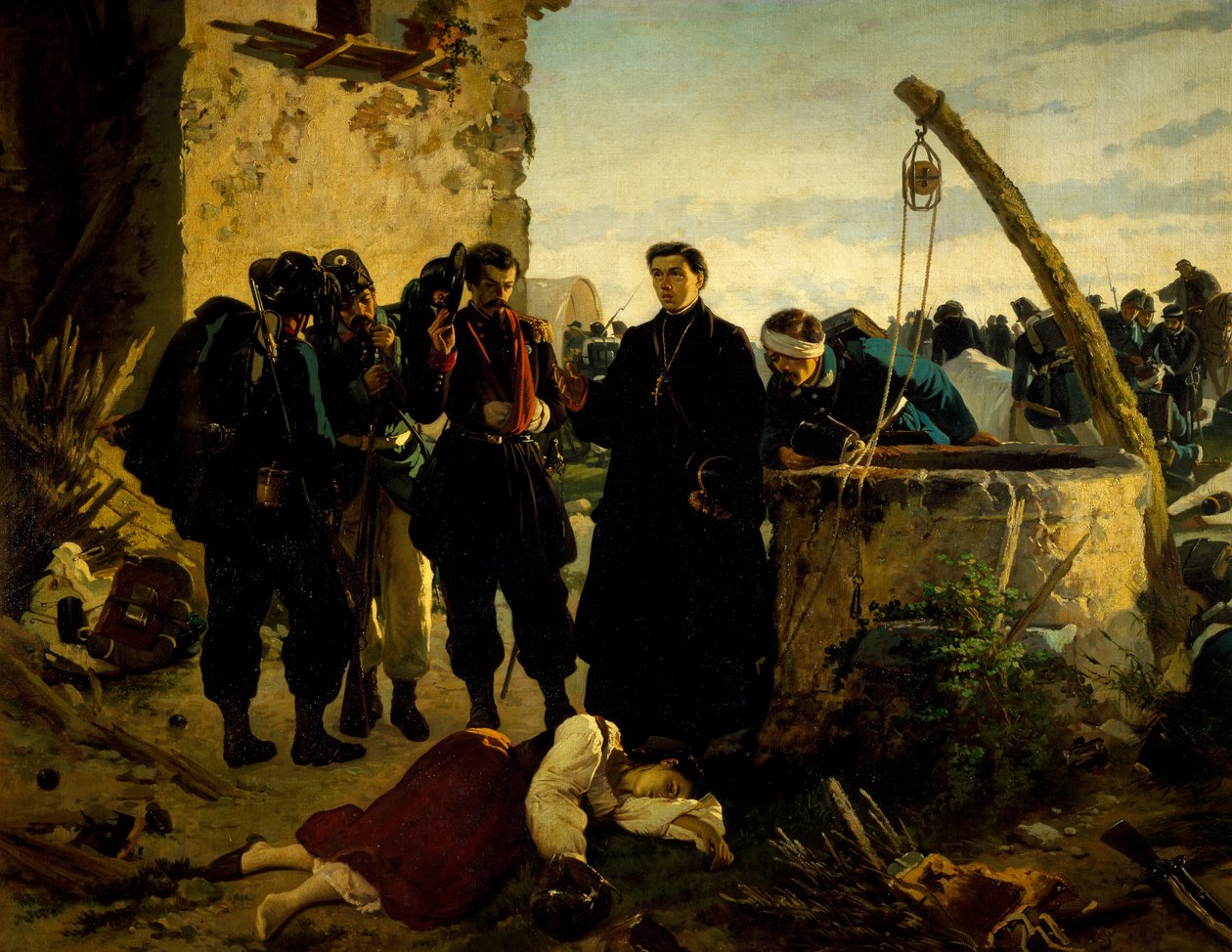 Anna Cuminello encontrada morta dias depois da batalha de San Martino em 1859, por Carlo Ademollo (1825-1911) de Carlo Ademollo