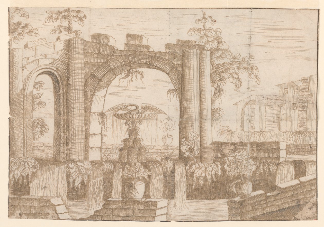 Um jardim com arco em ruínas de Carlo Antonio Buffagnotti