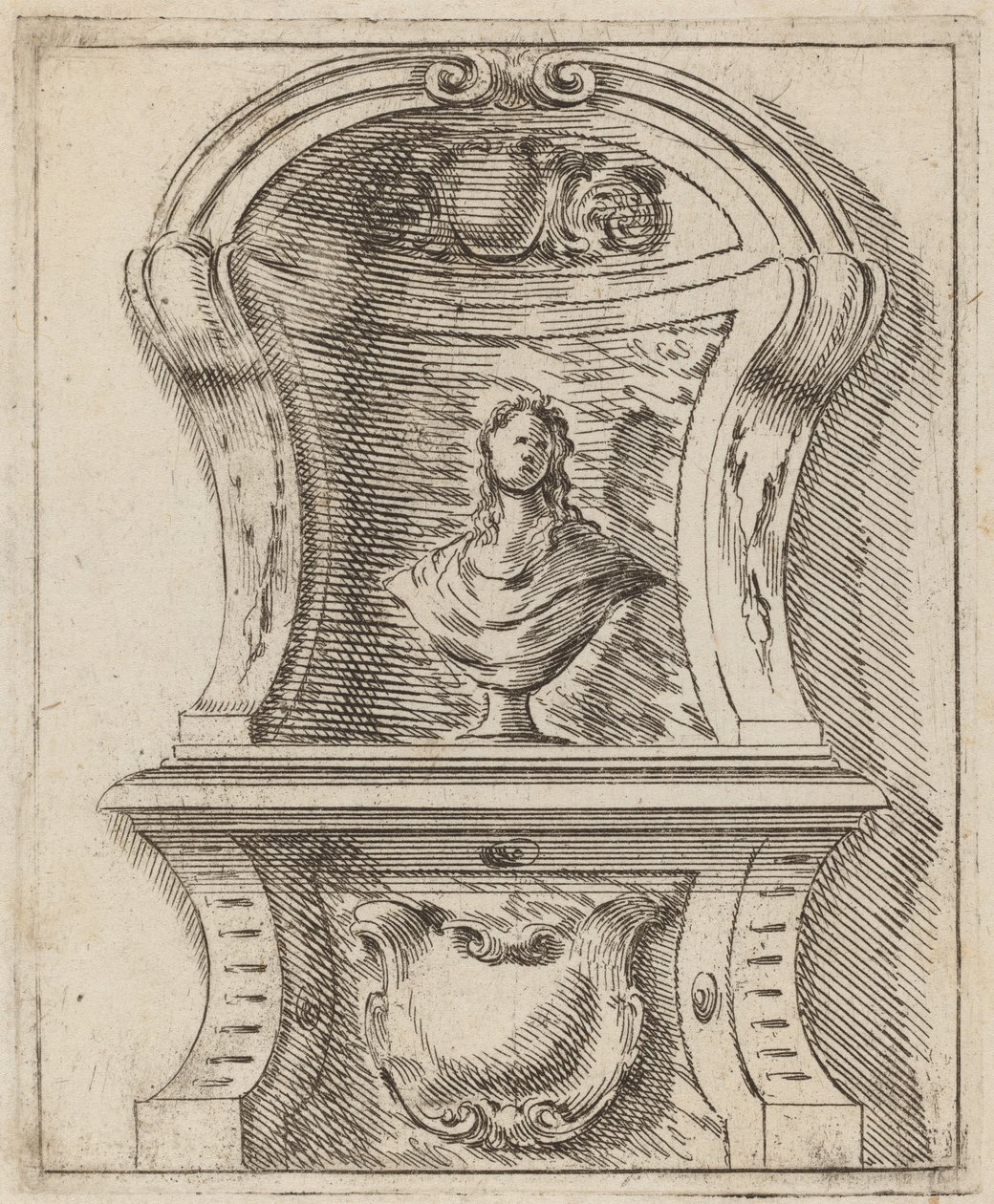 Architectural Motif with a Bust de Carlo Antonio Buffagnotti