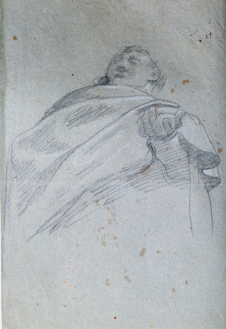 Busto do homem drapeado Desenho a tinta e lavagem por Carlo Bononi (1569-1632) Paris do século XVII. Museu do Louvre de Carlo Bononi