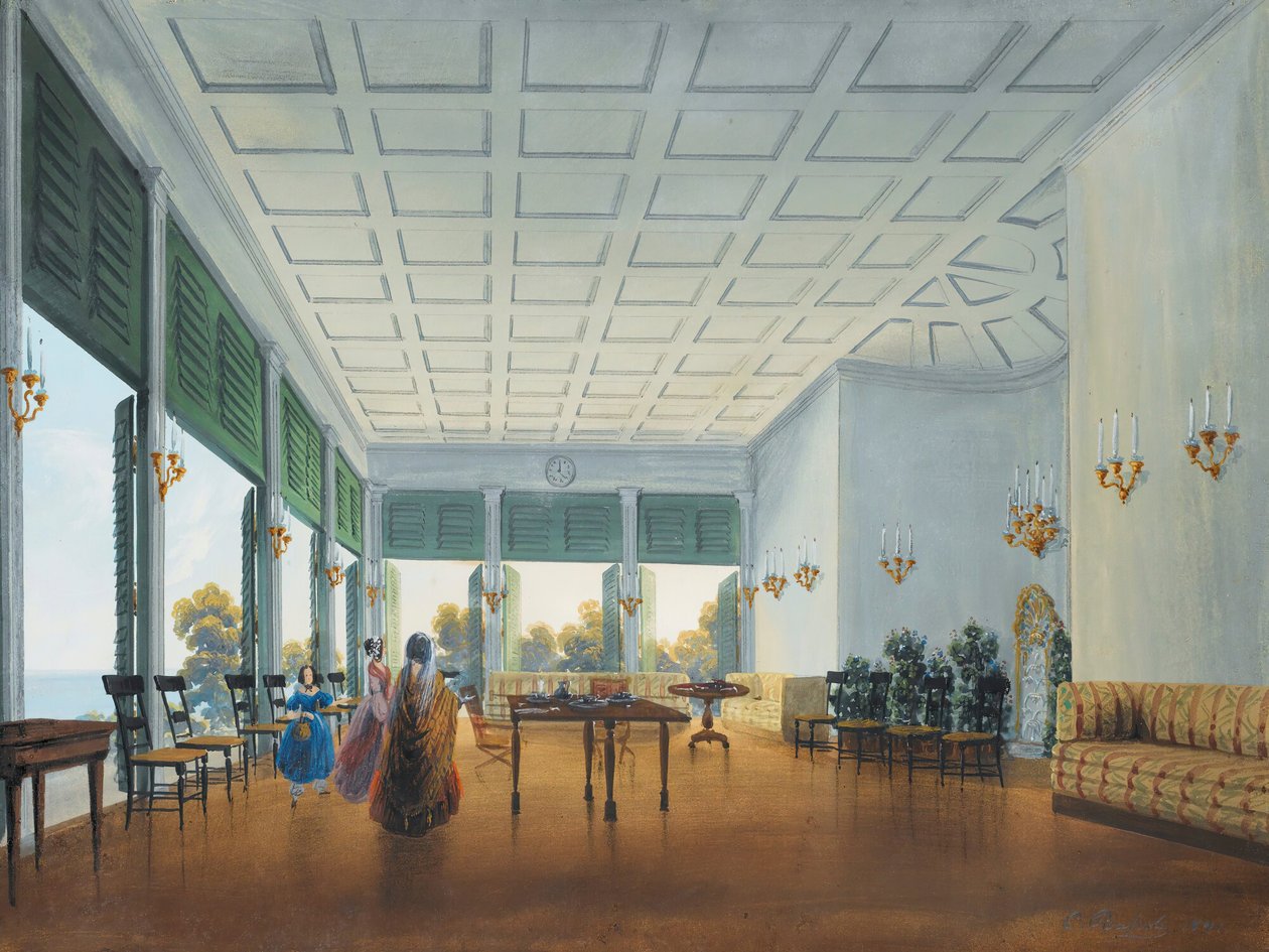 Interior no Palácio Naryshkin de Miskhor, 1841-1842. de Carlo Bossoli