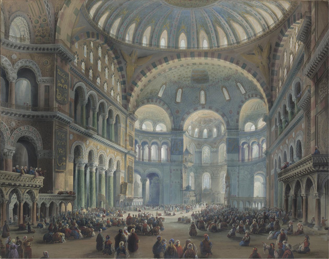 Interior da Hagia Sophia em Constantinopla de Carlo Bossoli