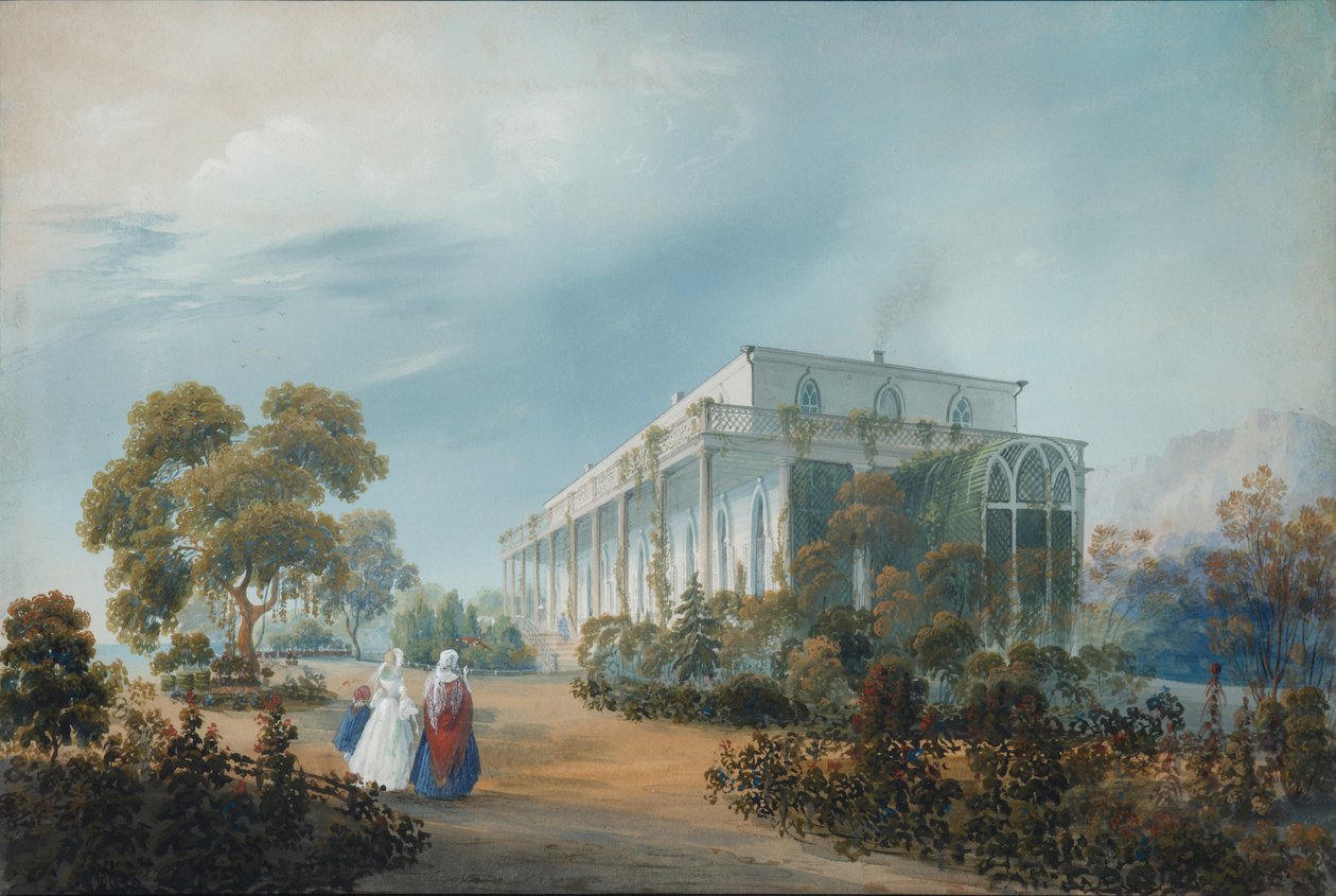 Naryshkins Estate em Miskhor, 1842 de Carlo Bossoli