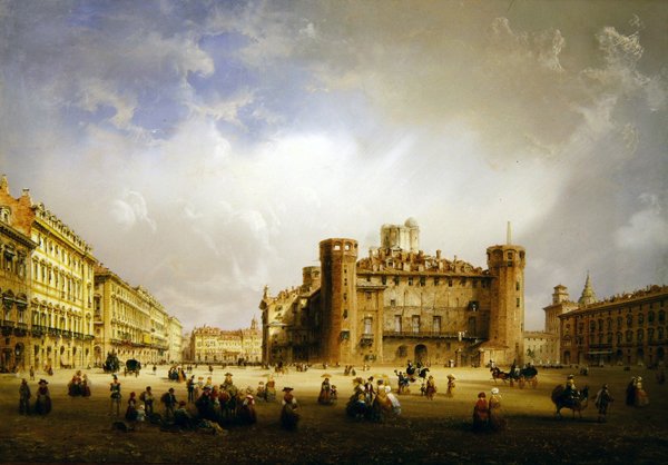 Piazza Castello, Turim, 1852 de Carlo Bossoli