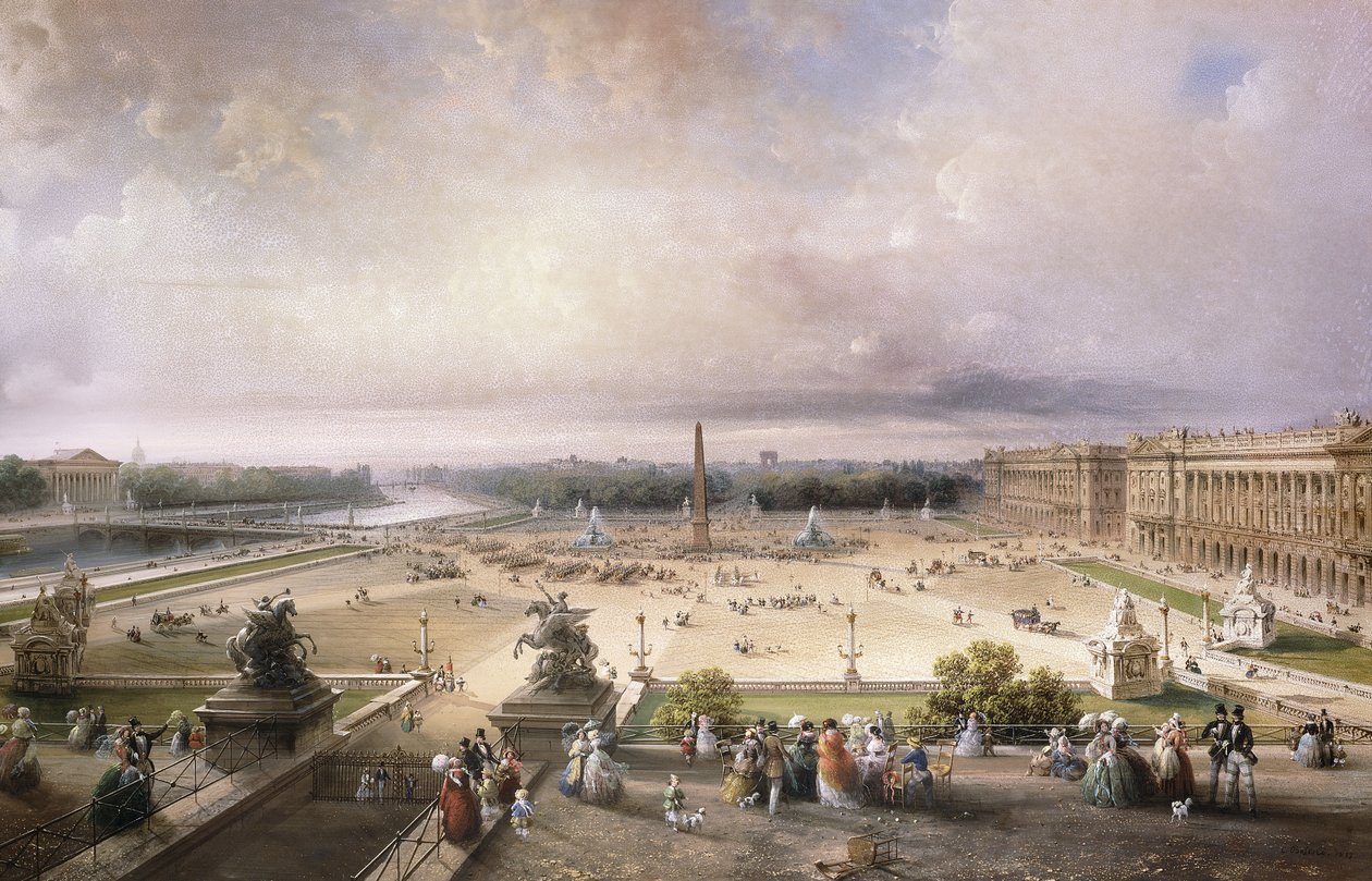 Praça da Concórdia, Paris, 1853 de Carlo Bossoli