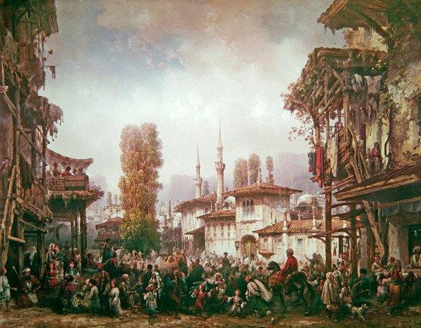Cena de rua em Constantinopla de Carlo Bossoli