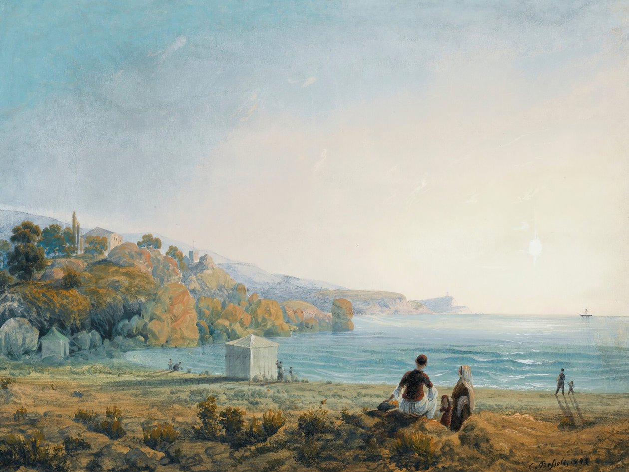 Vista de Miskhor na Crimeia, 1841-1842. de Carlo Bossoli