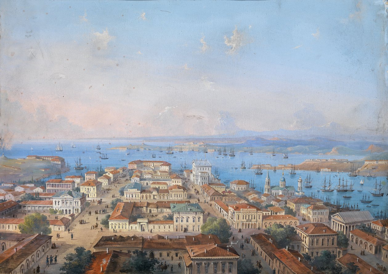 Vista de Sebastopol, 1860s-1870s de Carlo Bossoli