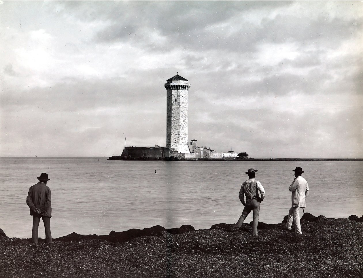 Marzocco Tower em Leghorn (Livorno), Itália, c.1890 (placa de vidro) de Carlo Brogi