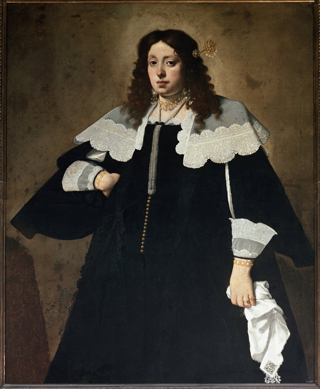 Retrato de uma senhora com um lenço branco (óleo sobre tela de Carlo Ceresa