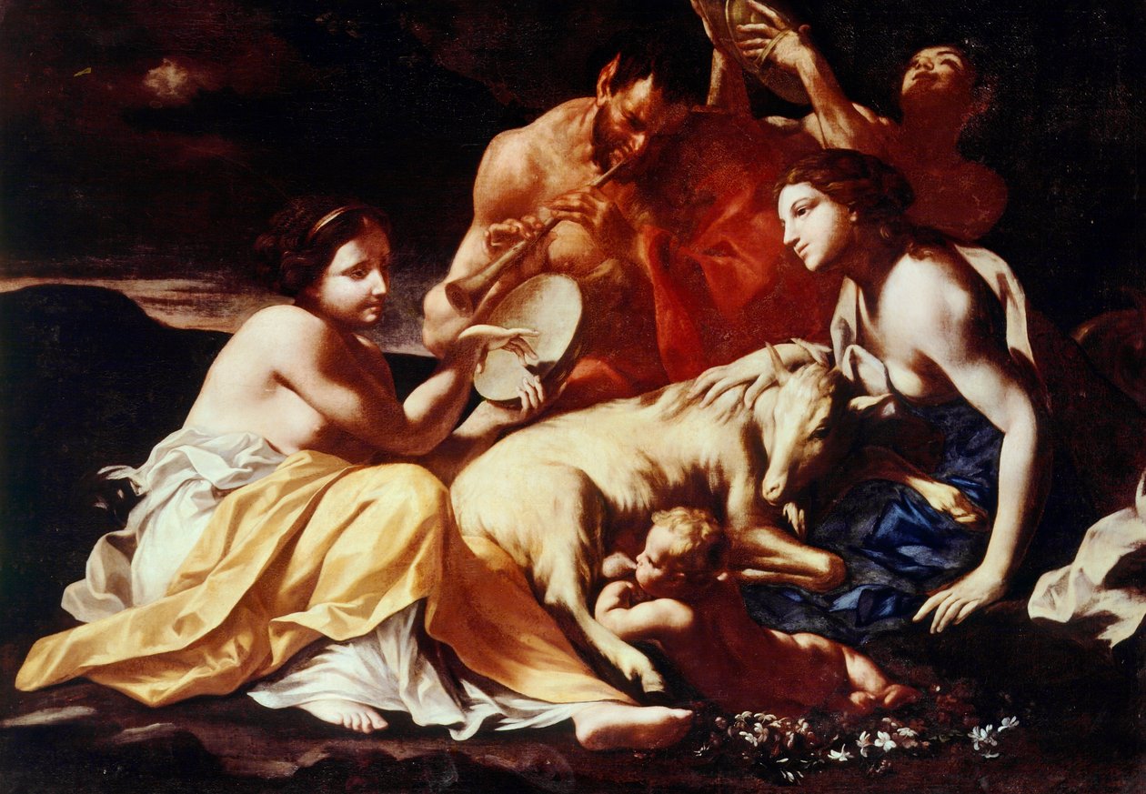 A Infância de Júpiter, c.1702-14 (óleo sobre tela) de Carlo Cignani