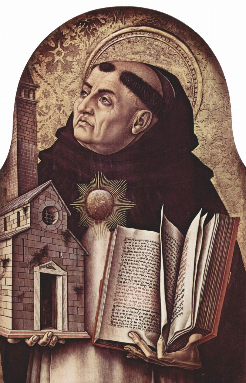 Altar de San Domenico in Ascoli, políptico, painel exterior esquerdo: São Tomás de Aquino de Carlo Crivelli