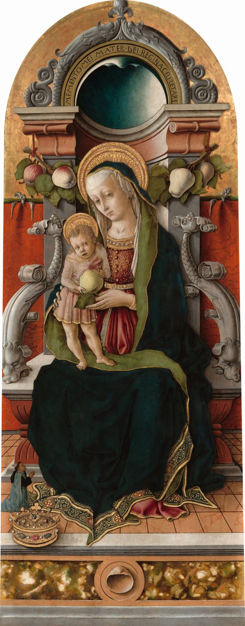 Madonna e criança entronizada com doador de Carlo Crivelli